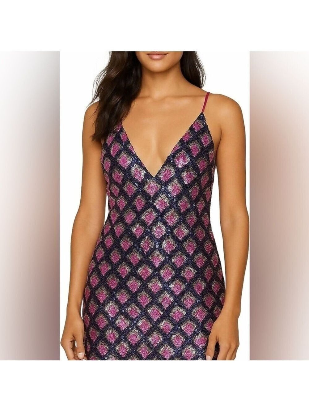 Ramy Brook Pink and Black Sequin Dress